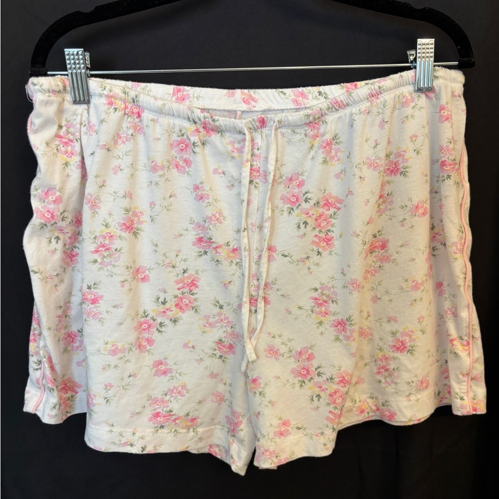 Lauren Ralph Lauren Ivory & Pink Floral Pajama Set Women’s XL Knit Button Up - Picture 7 of 13